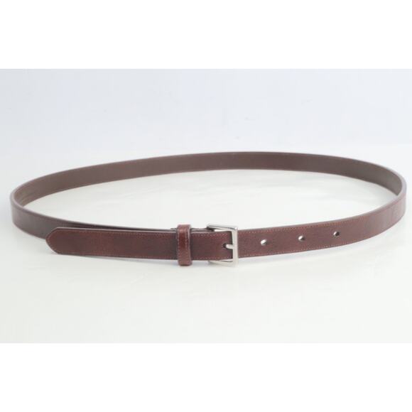 COACH Brown Cowhide Leather Skinny Dress Belt Silver Buckle Women’s Size L - Picture 4 of 13